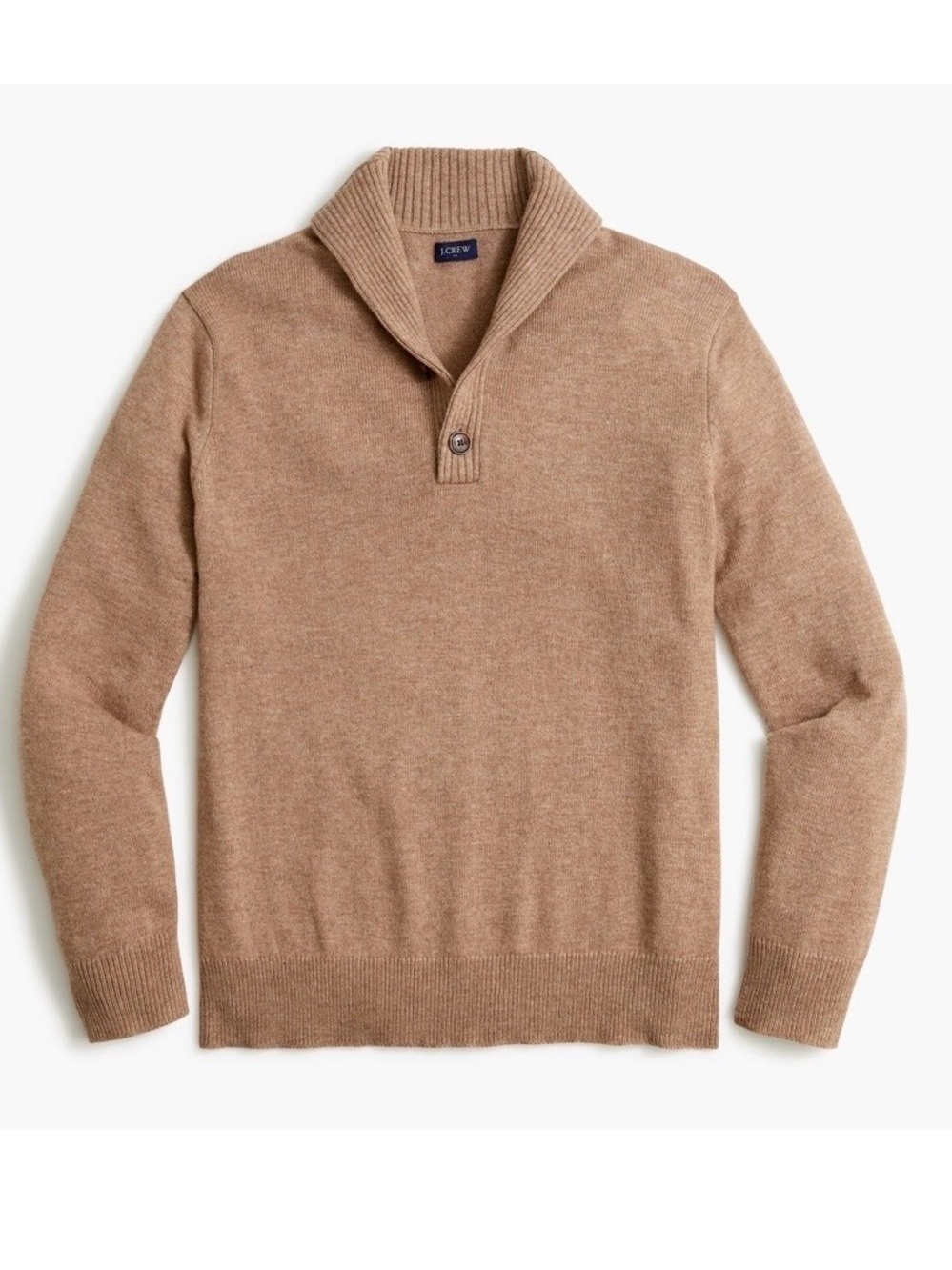J.Crew Men Shawl Collar Sweater Medium Brown Wool Blend Preppy Classic Academic